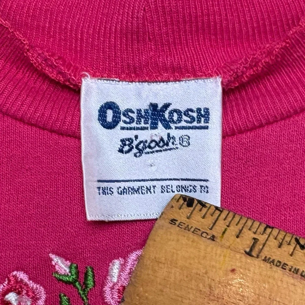 Vintage 1990s Oshkosh B'Gosh‎ USA Girls 4T Embroidered Rose Pullover Sweatshirt